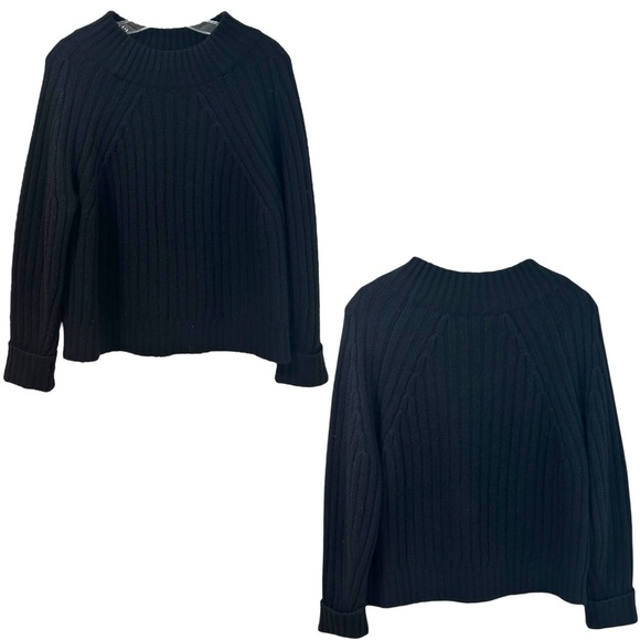 The Reset R-Label - Women’s Mock Neck Wool Cashmere Blend Sweater, Black Medium - Picture 3 of 12